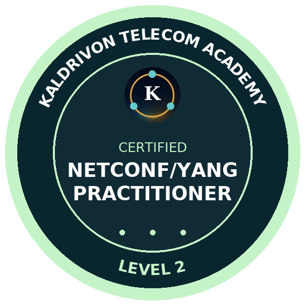 Kaldrivon Certified NETCONF/YANG Practitioner badge